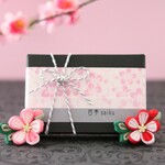 数量限定＊ギフトBOX入り【桃の花ヘアクリップ】2個セット  つまみ細工