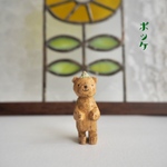 さんかく帽子のクマ　木彫り　#042