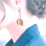 隕石の中の薔薇の花びらピアス　金具変更可能　レジンアクセサリー　ゴールド　バレンタイン   プレゼントにも