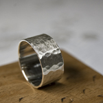 つや消し槌目 シルバーフラットリング 10.0mm幅 マットハンマー｜SILVER RING｜411