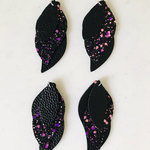 Black PU Leather Triple Leaves Pendant Tops
