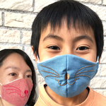 猫顔刺繍 女性 マスク 立体マスク 小学生 男性 白 青 赤