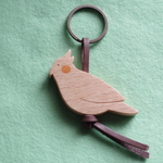 【ご依頼品】オカメインコ　木のキーリング　［世界の動物シリーズ］