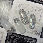 ステンドグラスネイル★ サマーネイル　ブライダルネイル　ウエディングネイル　白ネイル　シルバーネイル　夏ネイル　ホワイトネイル　ネイル　付け爪　シェルネイル　ラメネイル　大人ネイル