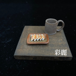 ミニチュア陶器　角皿＊ビアカップセット　餃子付