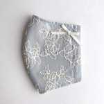 【子供用マスク】アンティークローズ刺繍　(スモーキーブルー)  