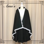 ４way ショール・ マフラー・ひざ掛け・マルチカバー★ブラック黒×白レース (即納品)