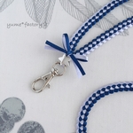 リボンレイ ネックストラップ ラベンダー×ネイビー シルバースター★