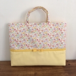 ＊受注製作＊　花柄×パウダーイエロー♡リボンレッスンバッグ【入園・入学】