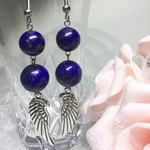 【再販】ラピスラズリフェザーピアス