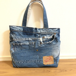 デニムリメイクバッグ　ナチュラル