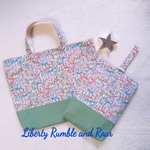 《ご予約品》Robuminto様　リバティ恐竜　バッグ+靴袋+巾着L　３点