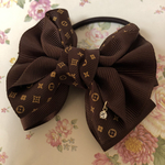 ✣オープニング価格✣ モノグラム柄(ブラウン) リボンヘアゴム