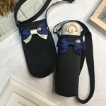 リボンの水筒カバー【リボン：ネイビー】☆入園、入学、進級準備に☆ハンドメイド