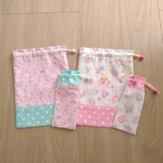 【rk-0424さま専用】給食袋＆お箸入れ２セット / ねこちゃんピンクミントとくまうさぎスイーツ