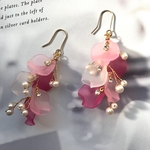 小枝アクセサリー  花びらピンクピアス