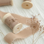 シルクリボン1-5yard/2.5cmアーモンド<Silk Ribbon♡Armond>結婚式ブーケ/スワッグ/結婚式招待状/子供服リボン/DIYなど・・・♡切りっぱなしインポートリボン国内発送