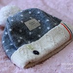 ころりんニット帽 S * baby size (46～50cm）グレードット柄