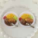 カレーライスのブローチ♡とんかつ&ハンバーグ