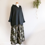 ・*:..北欧風ハーフリネンタック入マキシスカート/khaki/*:..nᴏ,4051