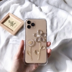 クリアフラワーとひまわり　お花　iPhoneケース　スマホケース　お花ケース　クリア　透明　ワイヤー　クリアケース　クリアフラワー　　クリアケース　フラワーケース　iPhone全機種対応　