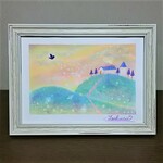 パステルアート　小鳥からのプレゼント　黄昏色の家路