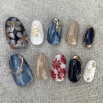 【Blue×White nail】ニュアンス　卒業式　成人式　振袖　袴　ネイルチップ　ジェルネイル　