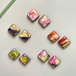 【小ぶりスクエア 春色】ピアス/イヤリング 樹脂ピアス チタンピアス アレルギー対応 春ピアス