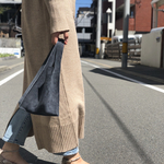 (M)  小さな革のレジブクロ レザーバッグ エコバッグ ミニバッグ サブバッグ　レジ袋 ミニマル グレー グレイ