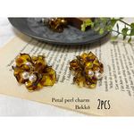 【2pcs】パールつき花びらチャーム Bekkō(023