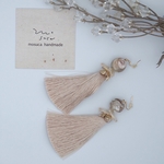 【earring変更🆗】beige shell × angel tassel pierce