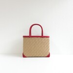網代編みのかごバッグ（ナチュラル／レッド）