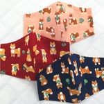 ボルドー&ピンク　唐草模様&柴犬がかわいい立体マスク　赤柴　赤紫　くすみピンク　手作りマスク　