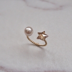 星型スワロフスキーとパールのフォークリング