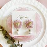  「Sakura」桜刺繍ピアス/イヤリング　