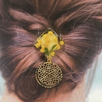 春　ヘアカフ　ポニーフック　ヘアアクセサリー　　ミモザ　ゴールド　揺れる　ブーケ　花束　卒業式　入学式　イエロー　春待ち