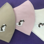 ☆再販☆シーズー刺繍のきれいめシンプル布マスク　☆選べる3色展開☆ 刺繍マスク　シーズー　ワンちゃん柄　手刺繍　きれいめマスク　シンプルマスク　大人用立体マスク　ダブルガーゼマスク