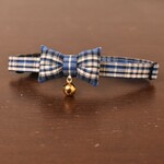 マドラスチェック　青【蝶ネクタイ】＊猫(&小型犬)首輪