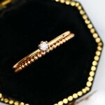【２本セット】 2ｍｍ石　CZダイヤモンド＆つぶつぶプレーン＊1.0ｍｍ　～14kgf～　／　アレルギー対応　存在感　天然石　指輪　つけっぱなしOK