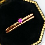 【２本セット】 2ｍｍ石　ルビー＆つぶつぶプレーン＊1.0ｍｍ　～14kgf～　／　アレルギー対応　存在感　天然石　指輪　つけっぱなしOK