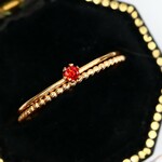 【２本セット】 2ｍｍ石　ガーネット＆つぶつぶプレーン＊1.0ｍｍ　～14kgf～　／　アレルギー対応　存在感　天然石　指輪　つけっぱなしOK