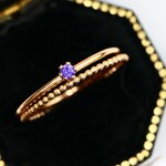 【２本セット】 2ｍｍ石　アメジスト＆つぶつぶプレーン＊1.0ｍｍ　～14kgf～　／　アレルギー対応　存在感　天然石　指輪　つけっぱなしOK