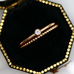 【２本セット】ベゼル　 2ｍｍ石　CZダイヤモンド＆つぶつぶプレーン＊1.0ｍｍ～14kgf～／　アレルギー対応　存在感　天然石　指輪　ひっかかりなし　つけっぱなしOK