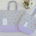 p様オーダー品  チェリーストライプ×ラベンダードットの2点セット