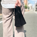 (S) 小さな革のレジブクロ レザーバッグ エコバッグ ミニバッグ ミニマル レジ袋 サブバッグ ブラック 黒 グレー