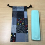 w12×28cm 箸袋はし箱はしコップ給食袋 アイボリ電車柄