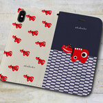 ★iPhone 専用 フラップ無し手帳型ケース★赤べこ＆赤べこいっぱい