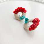 新作🌿"レコードban umie" 刺繍イヤリング／ピアス　