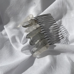 *天然石クリスタルコーム*クリスタル×ライトブルー(グレー)*