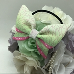 再販♡New💖幻想的なgreen＆ピンクcolour♡蝶々リボンのヘアゴム 